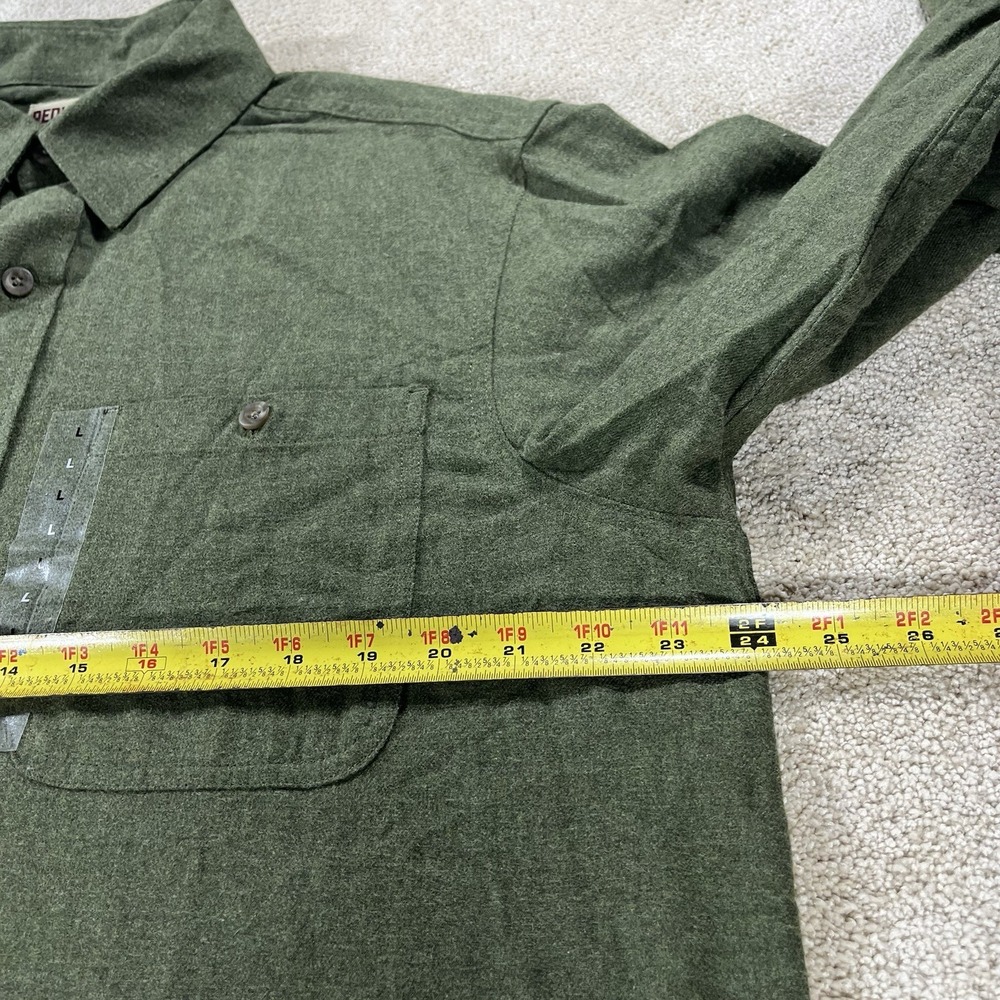 REDHEAD Men's Large Oliver Green Long Sleeve Button Down Flannel Shirt NWT - Picture 6 of 9